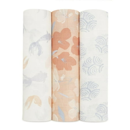 UPC: 0842332151728 | aden + anais silky soft swaddles koi pond 3-pack