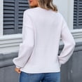 thumbnail image 6 of Valentines Womens Casual Crewneck Sweater Bow Print Knit Pullover Long Sleeve Loose Fit Top Lightweight Jumper for Fall Winter White S, 6 of 6