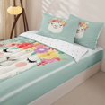 thumbnail image 2 of Erosebridal Cute Floral Llama Graphic Zipper Full Size Comforter Sets with Fitted Sheet and 2 Pillowcases,Hand Letter Text Secondary Tile Zipper Bedding Set,Mint White,4pcs,Reversible, 2 of 5