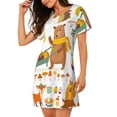 thumbnail image 2 of Kdxio Chemise de Nuit Imprimé Animaux de la Forêt Automne pour Femmes Manches Courtes Chemise de Nuit Décontractée Imprimée Robe de Nuit Ample Confortable Pyjama, 2 of 6