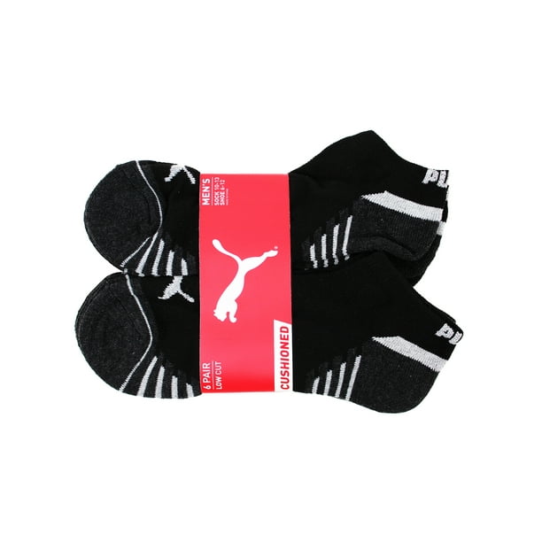 PUMA Puma Mens 6 pack Low Cut Cushioned Sport Socks size 1013 Black