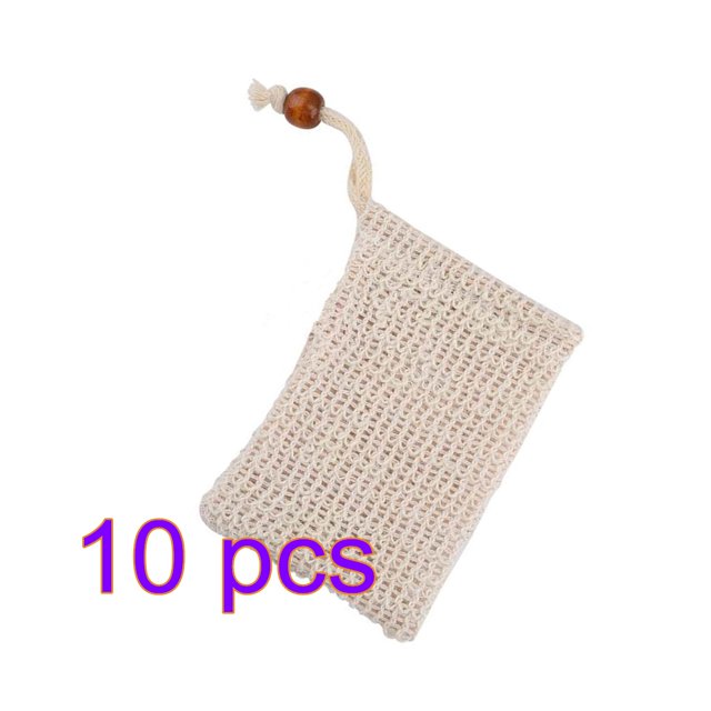 Bolsa de jabón de lino, baño, ducha, baño, espuma, bolsa de masaje, limpiador exfoliante, bolsa de malla para fregar 10 Piezas Yuarrent JJ19806-00×10