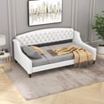thumbnail image 2 of MODERNLUXE Upholstered Twin Size Sofa Bed, Tufted Button Daybed, Beige, 2 of 11