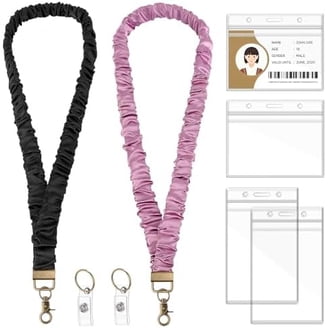 Cute Silicone Bead Retractable Lanyard Set - With 6 Waterproof ID Holders, For Teachers, Nurses, Office