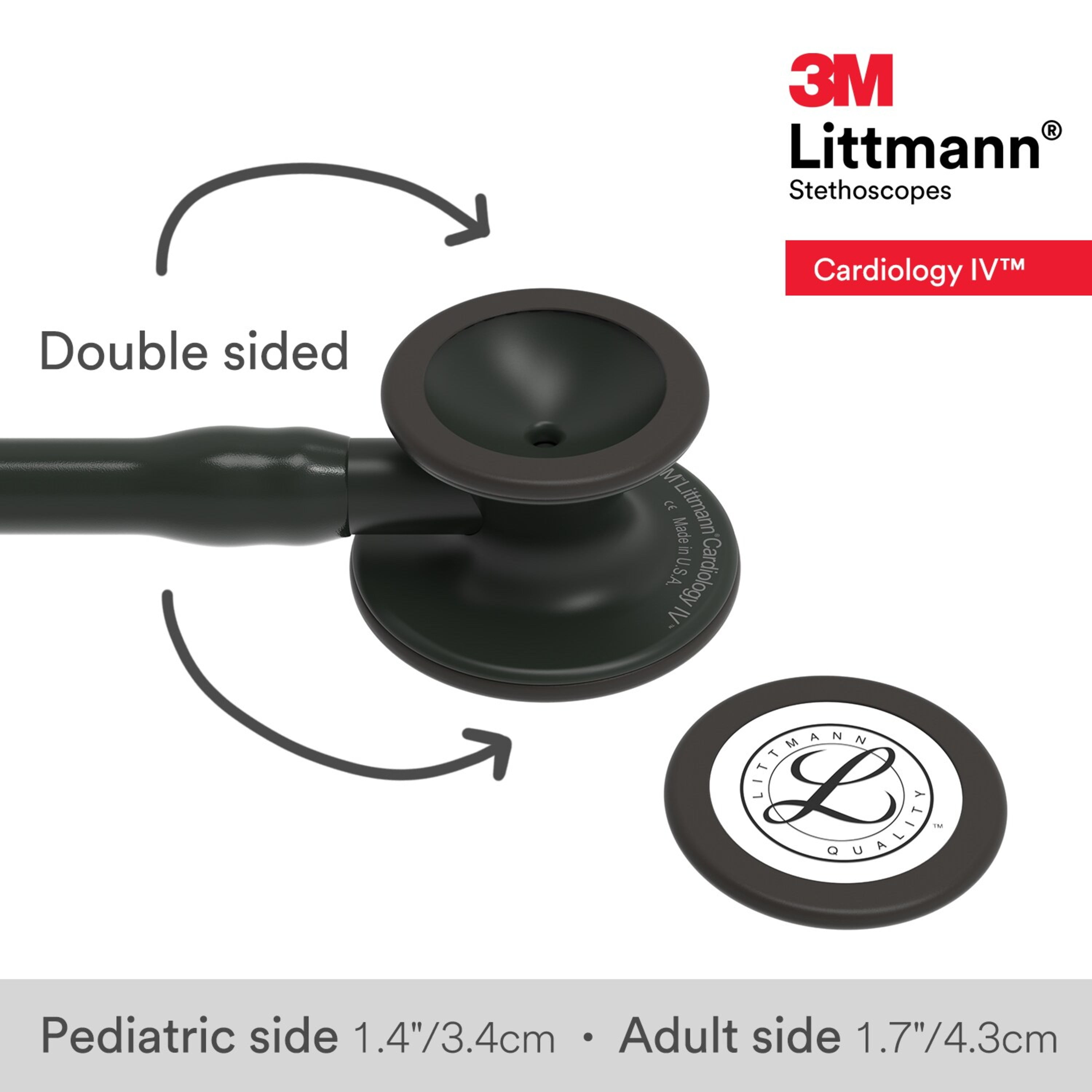 3M Littmann Cardiology IV Diagnostic Stethoscope, Stainless Steel Black-Finish Chestpiece, 27" Black Tube, Black Stem and Headset