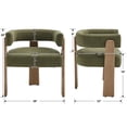thumbnail image 6 of Guyou Barrel Dining Chairs Set of 2, Modern Linen Upholstered Dining Room Chairs with Curved Back, Farmhouse Wooden Accent Side Armchairs for Dining Room, Living Room, and Kitchen, Green, 6 of 9