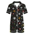 thumbnail image 6 of Cavosen Christmas Pj Sets for Women Button down 2 Piece Pajamas Xmas Cute Snowflake Print Lounge Outfits with Pocket Lapel Neck Short Sleeve Tops Short Pants Sleepwear Soft Comfortable Nightwear, 6 of 6