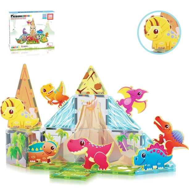 Bloques de construcción PicassoTiles Dinosaur World con 8 figuras 3+