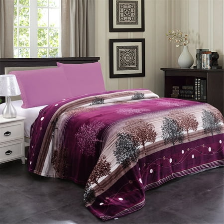 Super Soft Large Dark Purple Tree Printed Bed Fleece Throw Blanket Super Soft Large Dark Purple Tree Printed Bed Fleece Throw Blanket 79 X83