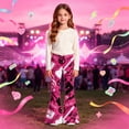thumbnail image 2 of CONROSES Girls Pants Flread Leg Slim Pants for Girls Trendy Graphic High Waist Leisure Jogger Pants With Pockets, 2 of 4