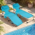 thumbnail image 2 of Gymax 2PCS Tanning Chair Portable Chaise Lounge Chair w/4-Position Adjustable Backrest Turquoise, 2 of 9