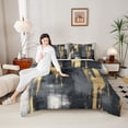 thumbnail image 4 of jejeloiu Minimalist Aesthetic Artwork Twin Comforter Sets,Black Gold Graffiti Bedding Set For Girls Kids Reversible 2pcs, 4 of 8