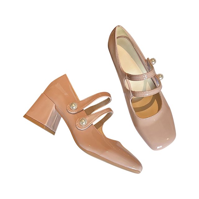 Zapatos de tacón medio, zapatos de tacón para mujer, zapatos vintage de tacón alto de PU, zapatos de tacón de PU para mujer, fiel a su promesa