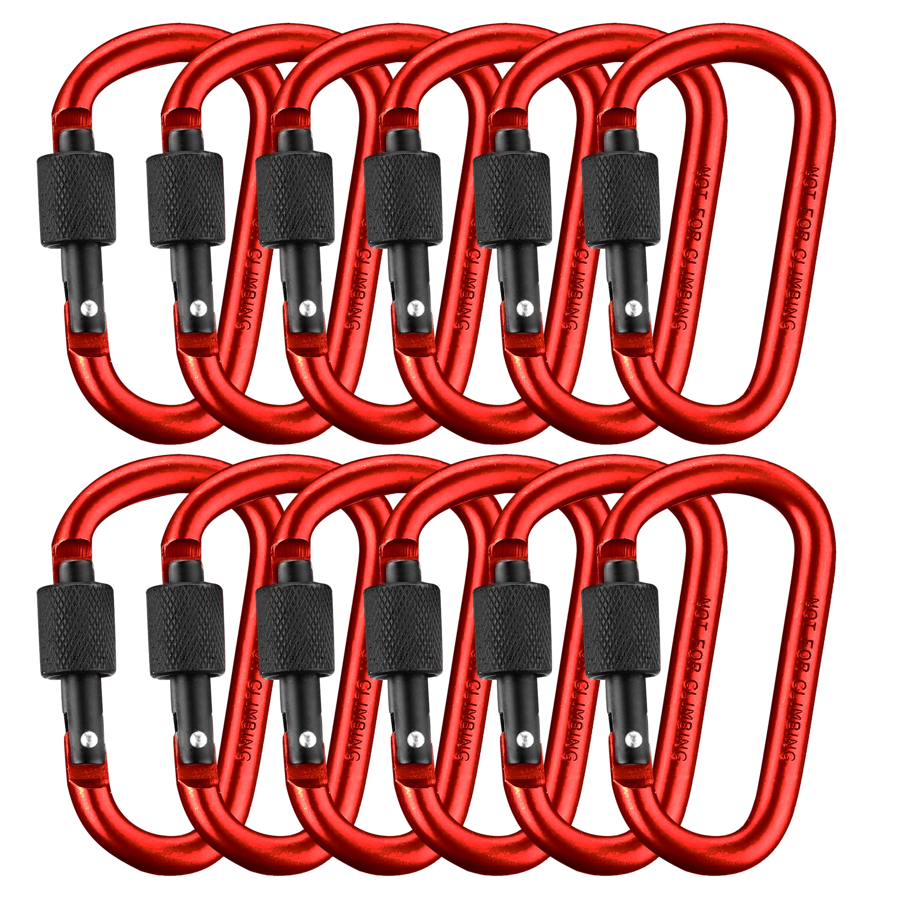 GearHill 3” Heavy Duty Carabiner Keychain Clip Aluminum D Ring Locking Carabiner, 12Pack
