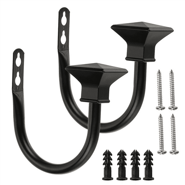 4 Square Metal Decorative Curtain Hold , Wall Mounted Window Drapery Tiebacks for Bedroom,Black