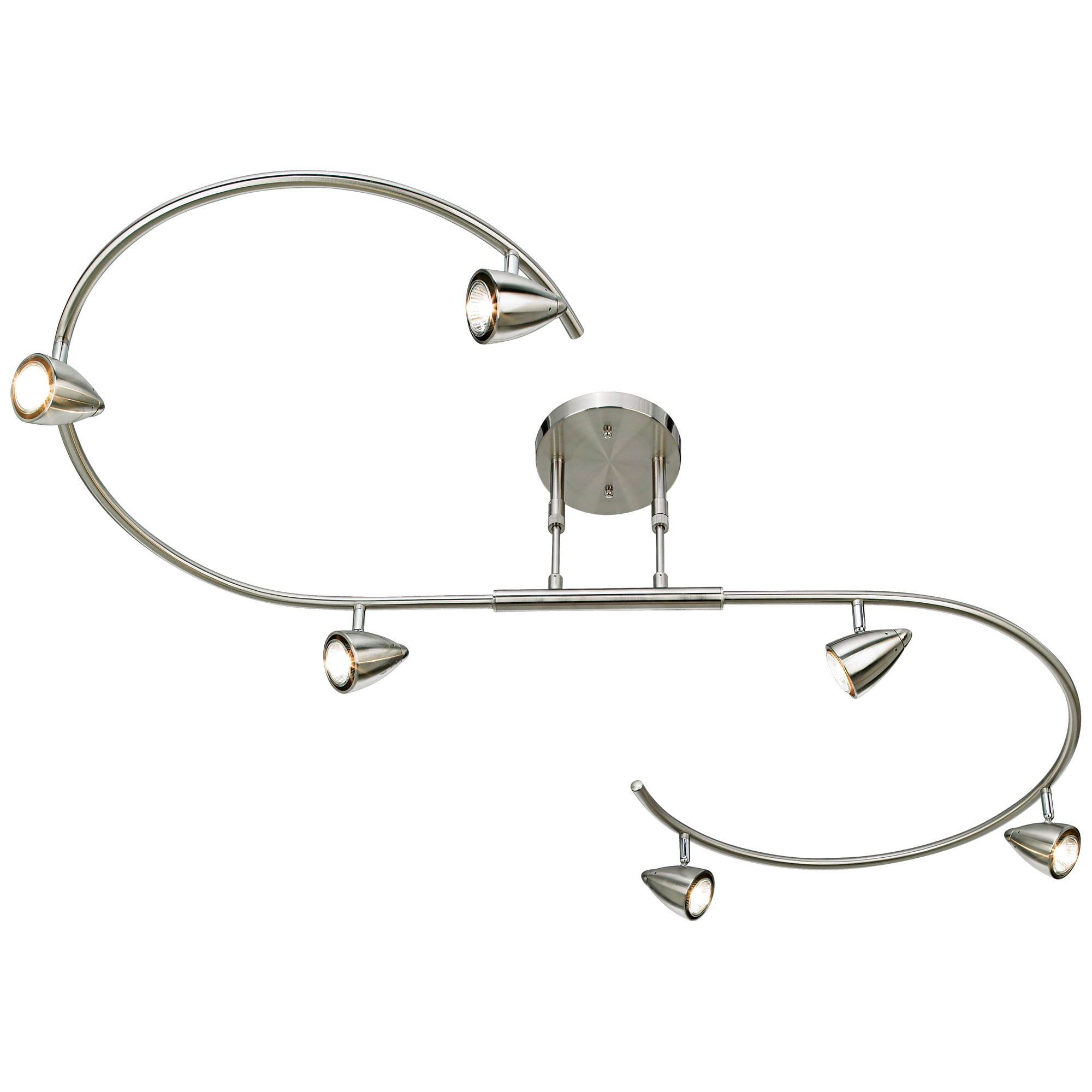 Pro Track Salazar S-Wave 6-Light Heads LED Ceiling Track Light Fixture Kit GU10 Brushed Nickel Finish Mid Century Modern 54" Wide