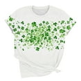 thumbnail image 6 of Xdegoge St Patrick's Day Tops Women Leprechaun Hat Clover Allover Print T-Shirt Short Sleeve Crewneck Tee Funny Irish Festival Shirt Summer Casual Holiday, 6 of 6