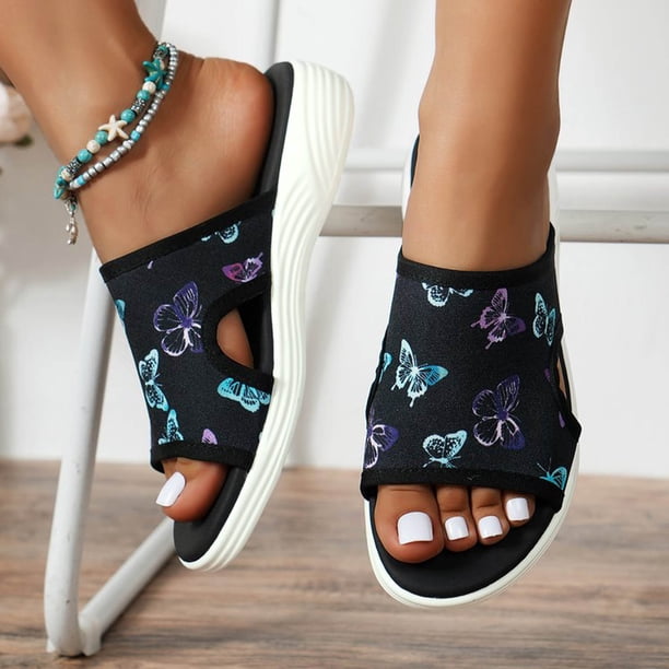 MKLEKYY Sandalias deportivas para Mujer, Zapatillas Frescas para Mujer, Suela Suave, Antideslizantes, Planas, para Playa, Sandalias para Mujer, Zapatillas para Mujer 6