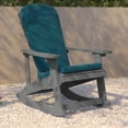 thumbnail image 3 of Flash Furniture Savannah Set of 2 All-Weather Poly Resin Wood Adirondack Rocking Chairs in Gray with Teal Cushions for Deck, Porch, and Patio, 3 of 15