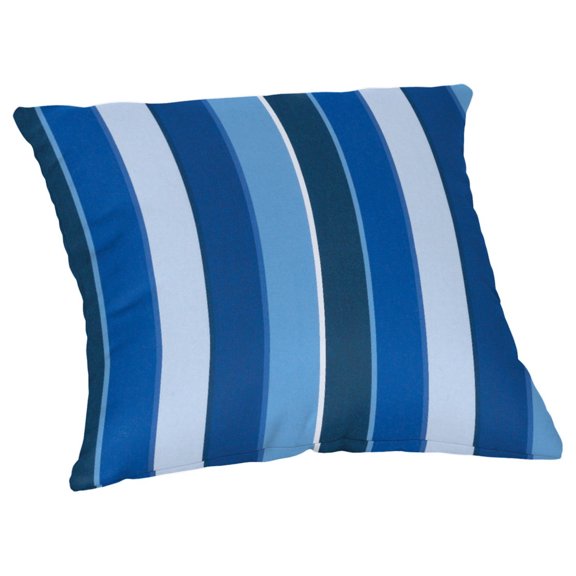 Casual Cushion Outdoor Throw Pillow, Striped Sunbrella Fade-Resistant for Patio Furniture, Adirondacks & Porch Swings, 15"W x 15"L, 6" thick, Reversible, Milano Cobalt