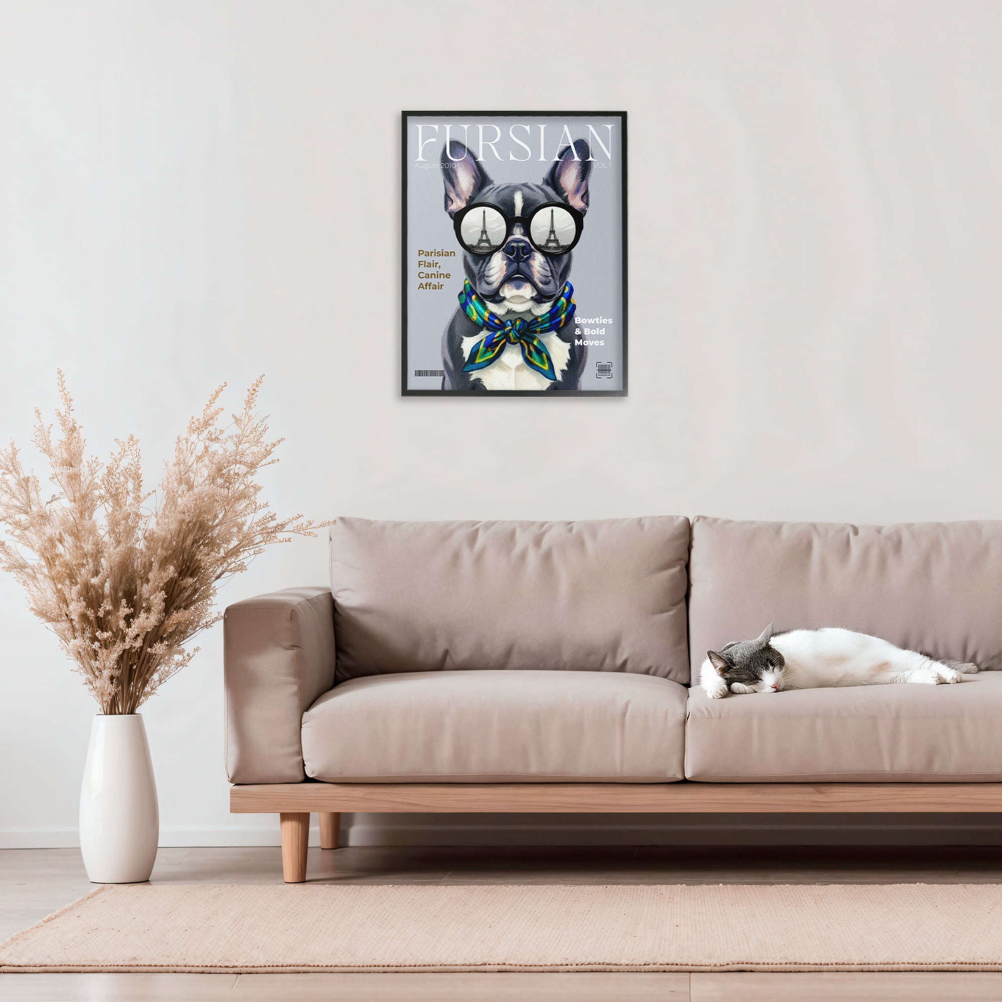Stupell Industries Fursian Dog Fashion Magazine Black Framed Giclee Art, design by A Barefoot Stylist
