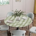 thumbnail image 5 of Sage Green Plaid Round Tablecloth for 55-60 Inch Tables, Fitted Table Cover with Elastic Edge, Modern Art Checkered Farmhouse Waterproof Outdoor Table Cloth Protector for Patio Garden Dinner Picnic, 5 of 9