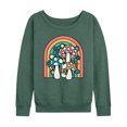 thumbnail image 3 of Instant Message - Retro Mushrooms Rainbow - Women's Lightweight French Terry Long Sleeve Shirt, 3 of 6
