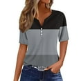 thumbnail image 1 of Women's Casual Printed V-Neck Short Sleeve Button-Down Blouse Top, Lightweight and Comfortable, Stylish Floral Design for Spring and Summer, Perfect for Casual Wear, Relaxed Fit for Everyday Use, 1 of 5