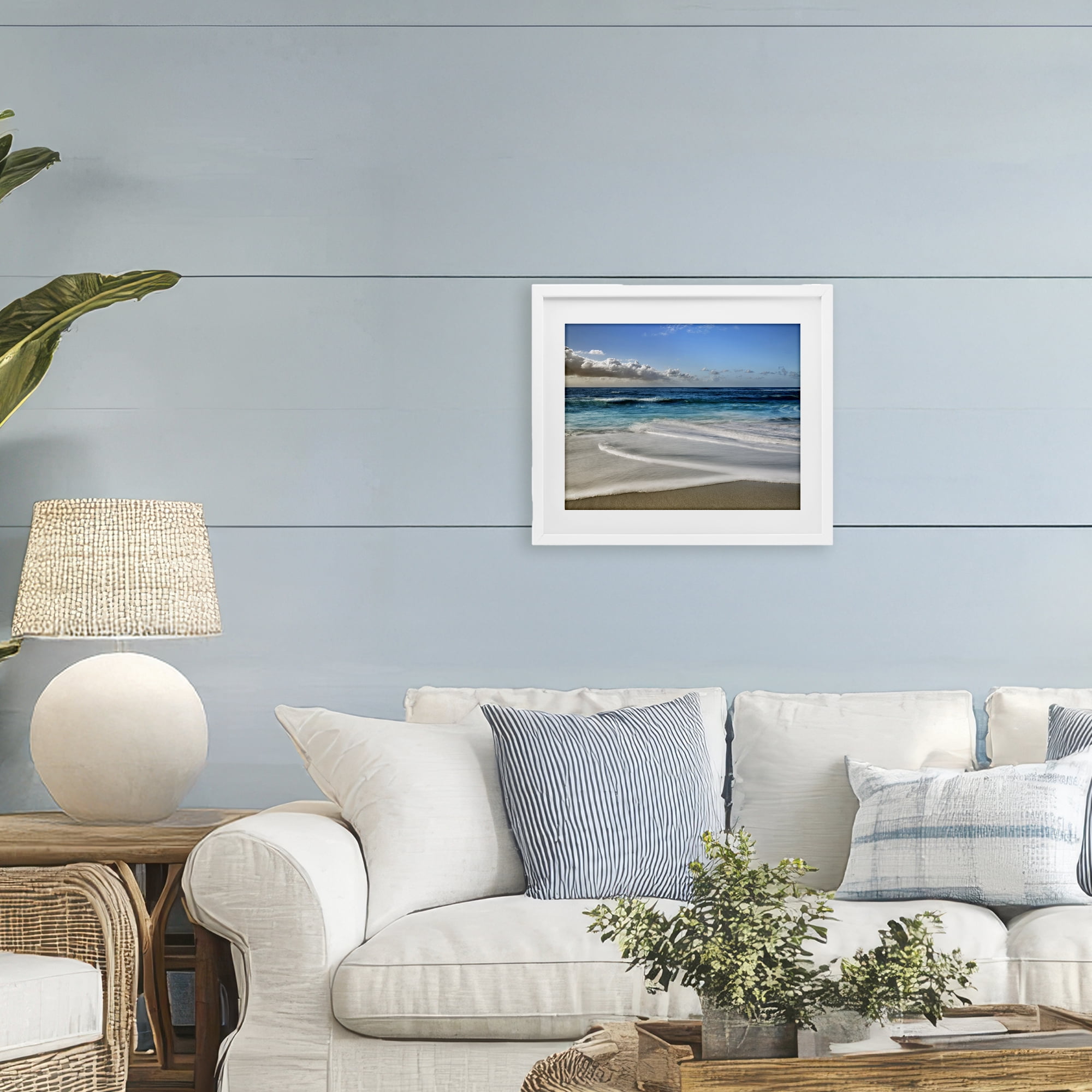 Stupell Industries Morning Foam on Shore White Framed Print Under Glass, design by Superstock