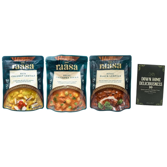 Raasa Indian Curry & Dals - 3 Flavor Variety - 1 Each: Royal Black Lentils, Regal Chickpea Tikka, Rich Coconut Lentils (10 oz) MerlinsMart Zine