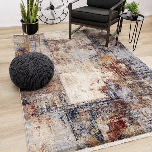 Rug Branch Contemporary Distressed Cream Indoor Area Rug - 5' x 8'
