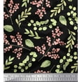 thumbnail image 1 of Soimoi Black Georgette Viscose Fabric Red Berries & Leaves Printed Fabric 1 Yard 42 Inch Wide, 1 of 3