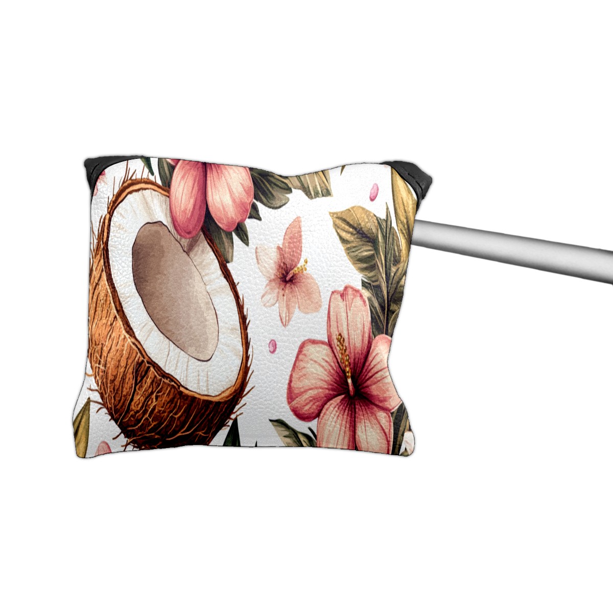 Golf Mallet Putter Cover Premium Leather Waterproof Golf Putter Head Cover with Magnetic Closure Coconut Flowers