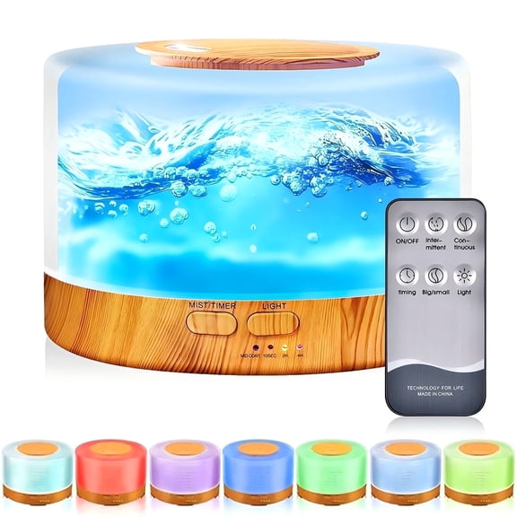 Dofurz 700ml Essential Oil Diffuser, Oil Diffuser with 7 Colors Timmer Settings Remote Control Cool Mist Air Humidifier for Large Room Home Office