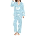 thumbnail image 2 of Comfortable Women's Pajamas Women'S Winter Spring Home Leisure Valentine'S Day Bow Love Loose Imitation Color Ding Pajama Sleepy Pants Set, Women Pajama Sets M, 2 of 3