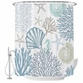 thumbnail image 2 of Light Blue Coastal Waterproof Fabric Shower Curtain,Summer Beach Coral Shell Starfish Waterproof Fabric Shower Curtain for Bathroom Curtains Bathtubs Shower Curtains with 12 Hooks Standard 72x72, 2 of 8