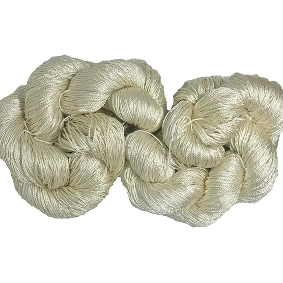 Knitsilk 3 Ply 100% Mulberry Silk Lace Weight Yarn | Perfect for Knitting & Crocheting and Weaving | Fine Quality Silk Yarn for Luxurious Creating Projects.(50Gm–260Yards, Ivory) (Pack of 1)