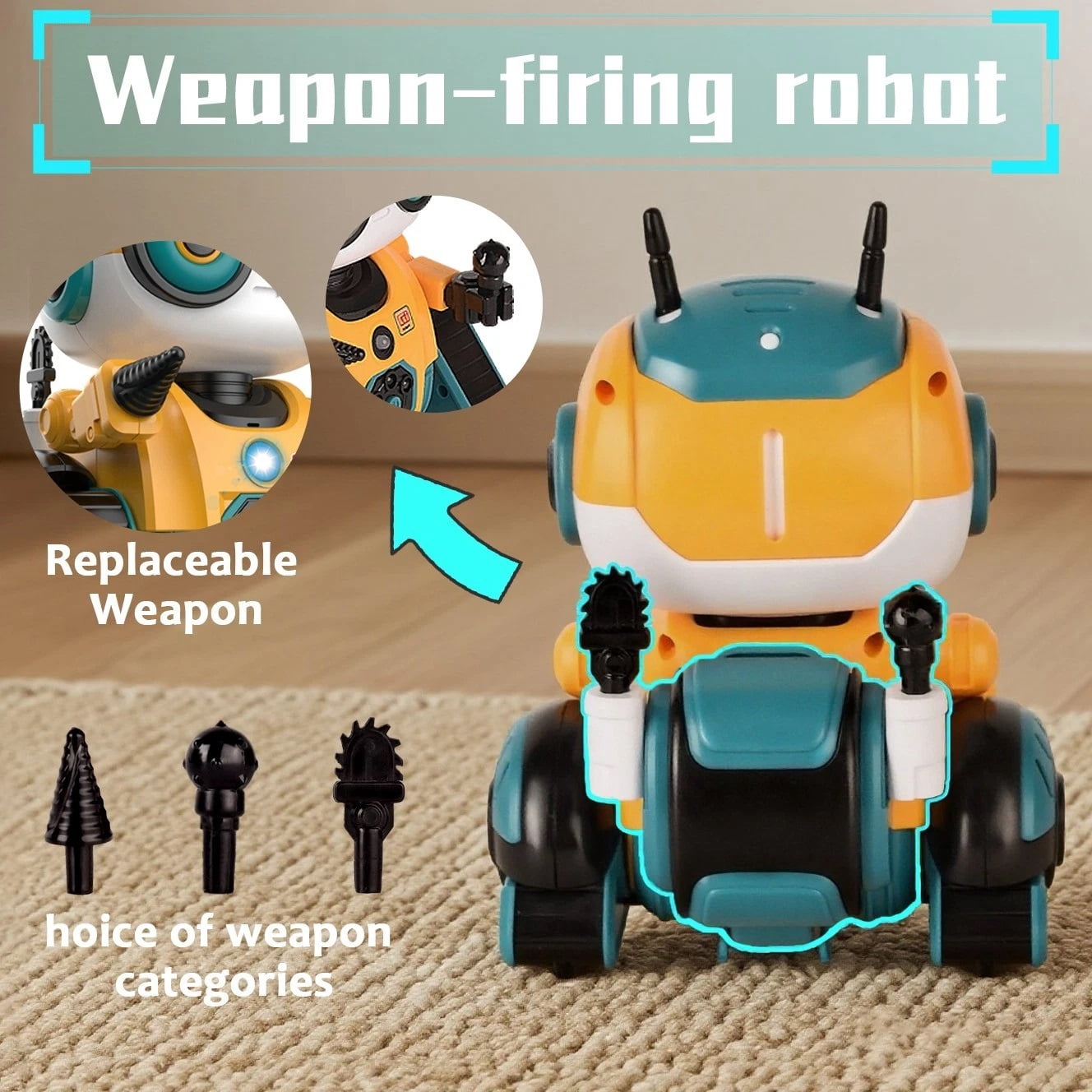 Ficcug Remote Control Robot Toys for Kids,Recording/Voice changing/Touch Sensing,Educational Programmable Interactive Smart Cute Robot for 3-6 Year Old Boys Girls Toddlers,Yellow