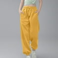 thumbnail image 2 of Girls Jogger Sweatpants, Cuffed Ankle with Drawstring Waist in Solid Color, Trendy Athleisure Pants for School, Sports, and Weekend Style.,Yellow,150, 2 of 5