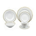 thumbnail image 2 of Lorren Home Trends 24 Piece Wavy Fine China Collection Gold Dot Dinnerware  (Service for 4), 2 of 5