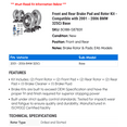 thumbnail image 2 of Front and Rear Brake Pad and Rotor Kit - Compatible with 2000 BMW 323i Base Wagon, 2 of 2