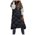thumbnail image 4 of Jacenvly Winter Women's Long Down Vest Zipper Puffer Ladies Warm Pocket Hooded Coat Maxi Jacket Activewear Sleeveless Down Parkas, 4 of 7