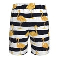 thumbnail image 6 of Kll Gold Flamingo Men'S Casual Summer Beach Shorts Hawaiian Shorts With Pockets-Small, 6 of 9