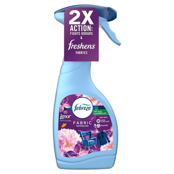 Febreze Fabric Freshener Spray Exotic Bloom 500 ML, Cleans Away Odours Trapped On Hard to Wash Fabrics And Leaves A Light Fresh Scent 8 x 500 ml