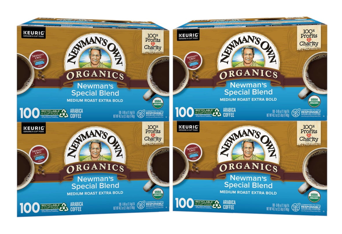 4 Pack Newman's Own Organics Coffee Special Blend KCup Pod, 100 Count