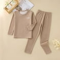 thumbnail image 2 of zbxnLI Teens Boys Girls Thermal Underwear Sets Kids Long Sleeve Tops Bottoms Pants Soft Clothes Sets, 2 of 5