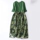thumbnail image 1 of Puntoco Vestido De Manga Corta Con Cuello En V, Vestido Floral Largo Suelto Informal De Algodón Y Lino Para Mujer Verde Xl, 1 of 6