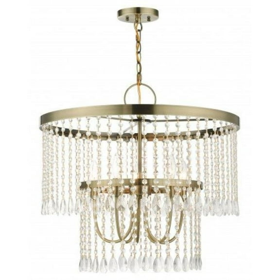 5 Light Pendant in Glam Style 24 inches Wide By 23 inches High-Antique Brass Finish Bailey Street Home 218-Bel-4362957