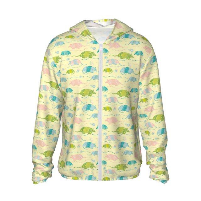 Fotbe Armadillo Floral Chaqueta con Protección Solar UPF 50+ para Hombre y Mujer, Camisa con Capucha y Bolsillos-XX-Large