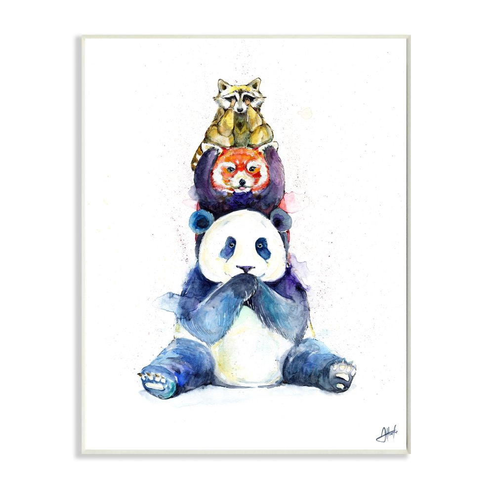 Stupell Industries See Hear Speak No Evil Cute Animal Watercolor Painting Wall Plaque by Marc Allante